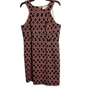 Skirtin Around navy and orange hexagon cotton dress size 12